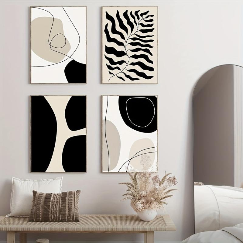 Boho Wall Art Canvas Abstract Lines Print Poste