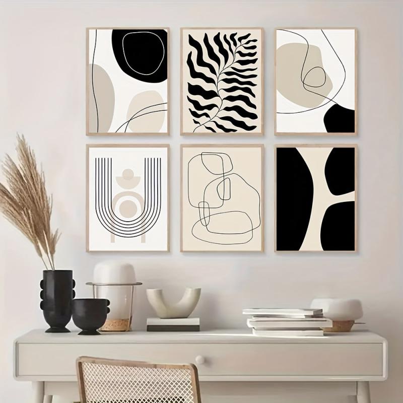 Boho Wall Art Canvas Abstract Lines Print Poste