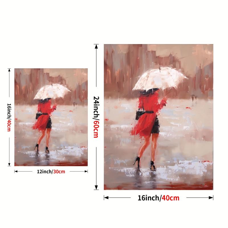 Romantic Couple in Love under Rainy Eiffel Tower Canvas Art