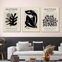3pcs Canvas Poster Modern Art Abstract Matisse Coral Wall Art Gray Beige Poster
