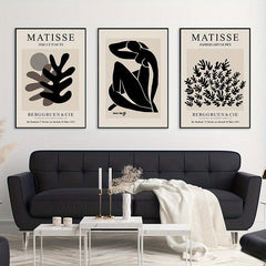 3pcs Canvas Poster Modern Art Abstract Matisse Coral Wall Art Gray Beige Poster