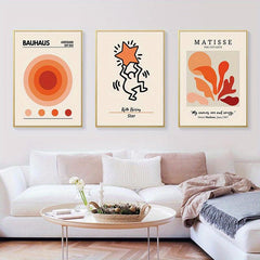 3pcs Canvas Poster Modern Art Orange Matisse Keith Star Wall Art Coral Block