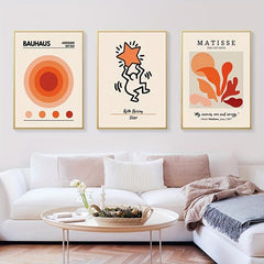 3pcs Canvas Poster Modern Art Orange Matisse Keith Star Wall Art Coral Block