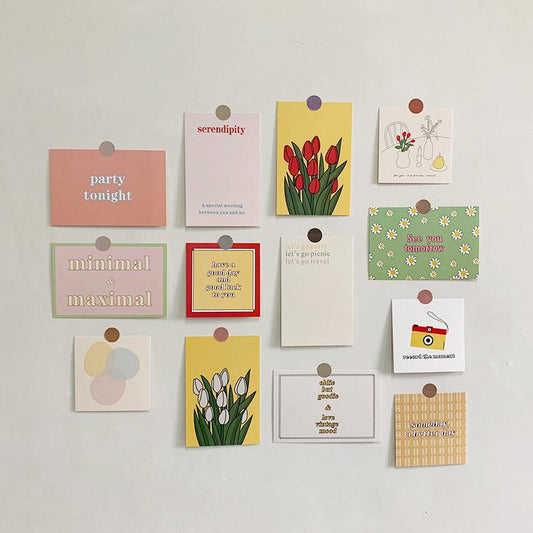 Colorful Tulip Flower Fruit Geometric Cards Set for Wall Decor & Photo Props