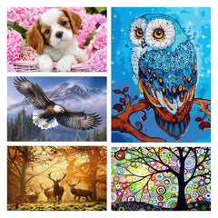 5D DIY Diamond Painting Cartoon Animal Pattern Round Faux Diamonds Full Kit