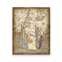 House Of The Shire Middle Earth Map Canvas Painting Vintage Wall Art