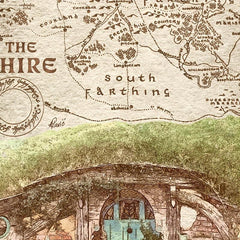 House Of The Shire Middle Earth Map Canvas Painting Vintage Wall Art