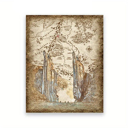 House Of The Shire Middle Earth Map Canvas Painting Vintage Wall Art
