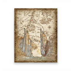 House Of The Shire Middle Earth Map Canvas Painting Vintage Wall Art