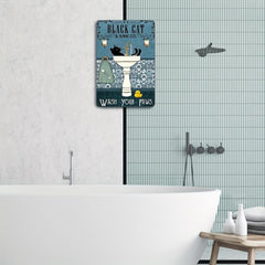 Cat Remember To Wipe Tin Sign Retro Kitchen