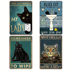 Cat Remember To Wipe Tin Sign Retro Kitchen