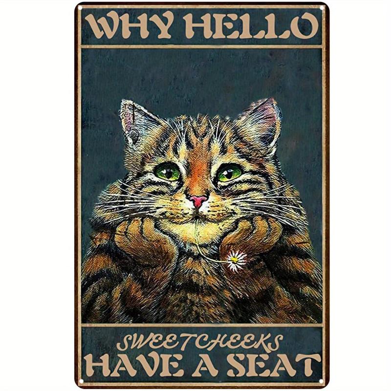 Cat Remember To Wipe Tin Sign Retro Kitchen