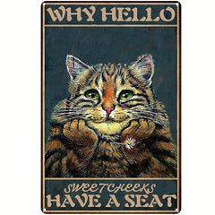 Cat Remember To Wipe Tin Sign Retro Kitchen