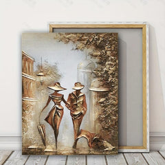 Couple Street Stroll Wall Decoration Painting