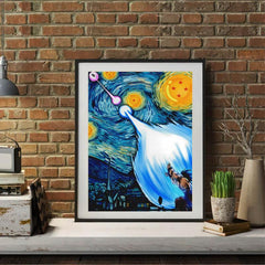 1pc Starry Night Painting On Canvas Wall Artwork