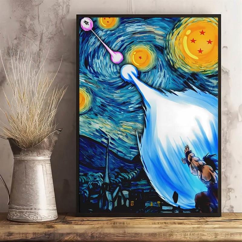 1pc Starry Night Painting On Canvas Wall Artwork