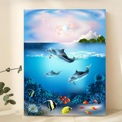 Cartoon Underwater World Shark Canvas Poster