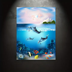 Cartoon Underwater World Shark Canvas Poster