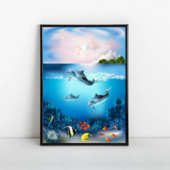 Cartoon Underwater World Shark Canvas Poster