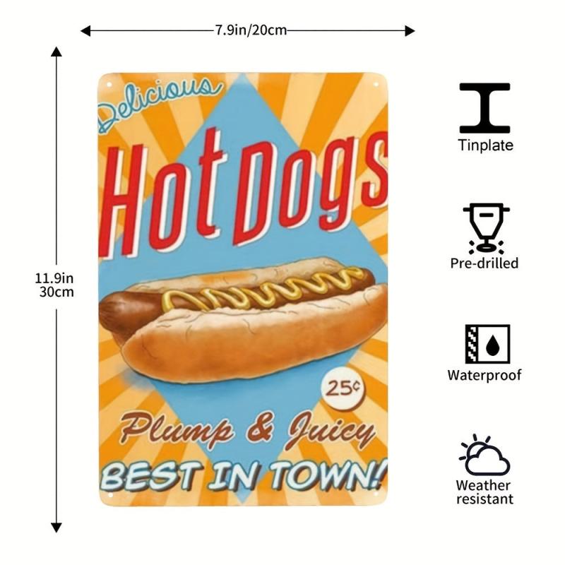 Hotdogs Pizzeria Retro Wall Decor Tin Signs Food Metal Sign For Home Pub Cafe