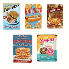 Hotdogs Pizzeria Retro Wall Decor Tin Signs Food Metal Sign For Home Pub Cafe