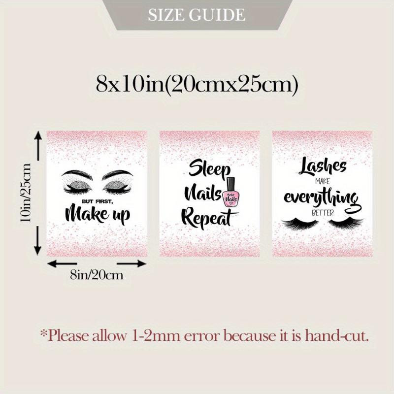 3pcs Pink Abstract Canvas Painting Art Print Makeup Nai