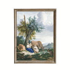 Nordic Landscape Painting Two Men Before Waterfall at Sunset 1823