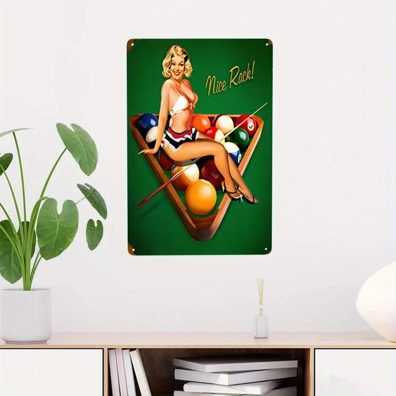 Billiards Tin Signs Cafe Bar Beer Snacks Vintage Metal Sign