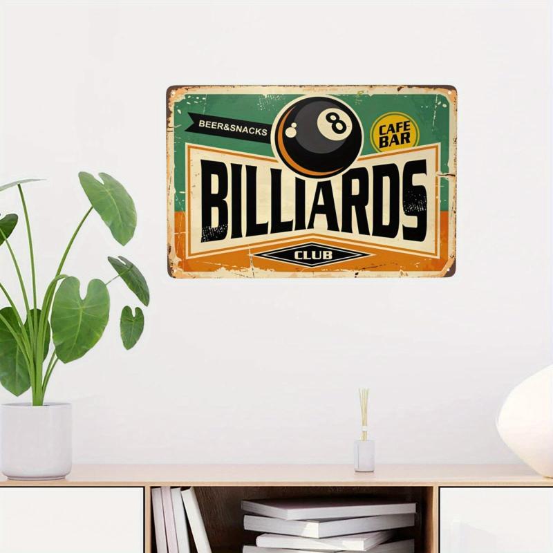 Billiards Tin Signs Cafe Bar Beer Snacks Vintage Metal Sign