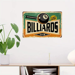Billiards Tin Signs Cafe Bar Beer Snacks Vintage Metal Sign