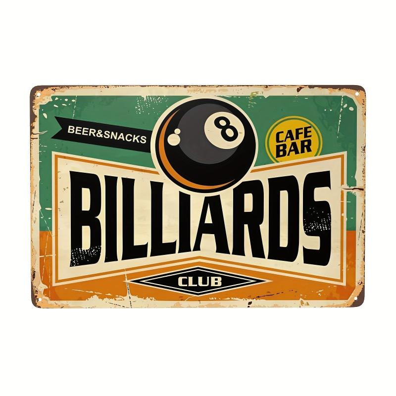 Billiards Tin Signs Cafe Bar Beer Snacks Vintage Metal Sign