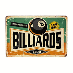 Billiards Tin Signs Cafe Bar Beer Snacks Vintage Metal Sign