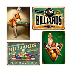 Billiards Tin Signs Cafe Bar Beer Snacks Vintage Metal Sign