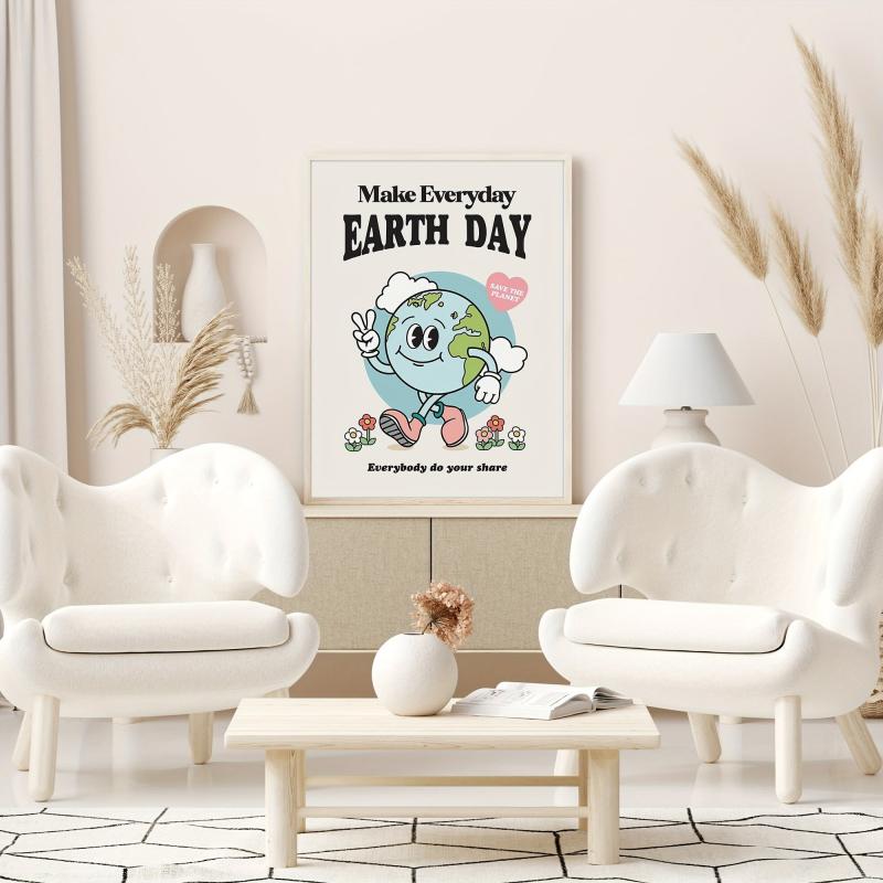 Vintage Earth Poster Wall Art Retro Environmental Poster