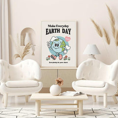 Vintage Earth Poster Wall Art Retro Environmental Poster