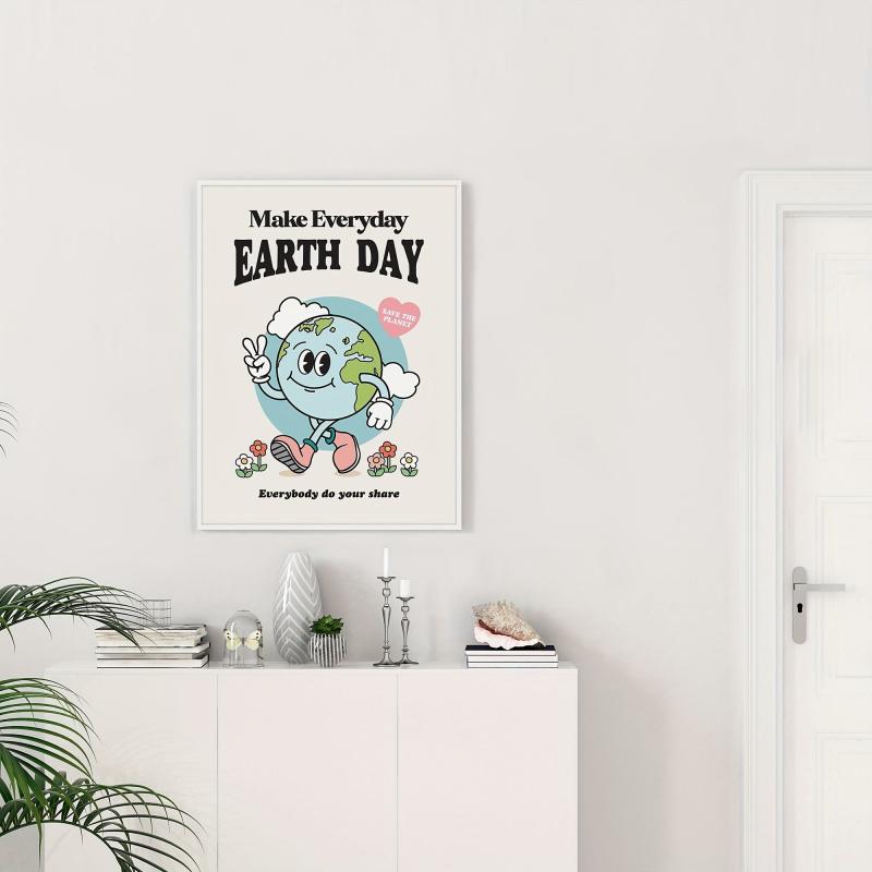 Vintage Earth Poster Wall Art Retro Environmental Poster