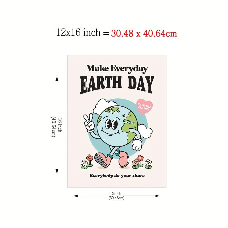 Vintage Earth Poster Wall Art Retro Environmental Poster