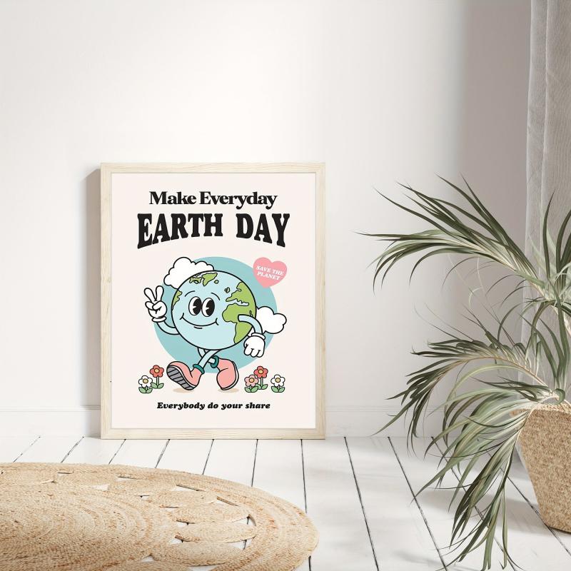 Vintage Earth Poster Wall Art Retro Environmental Poster
