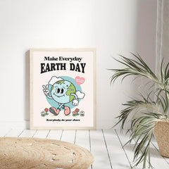 Vintage Earth Poster Wall Art Retro Environmental Poster