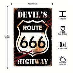 Vintage Road 66 Tin Sign - Red Map Design