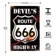 Vintage Road 66 Tin Sign - Red Map Design