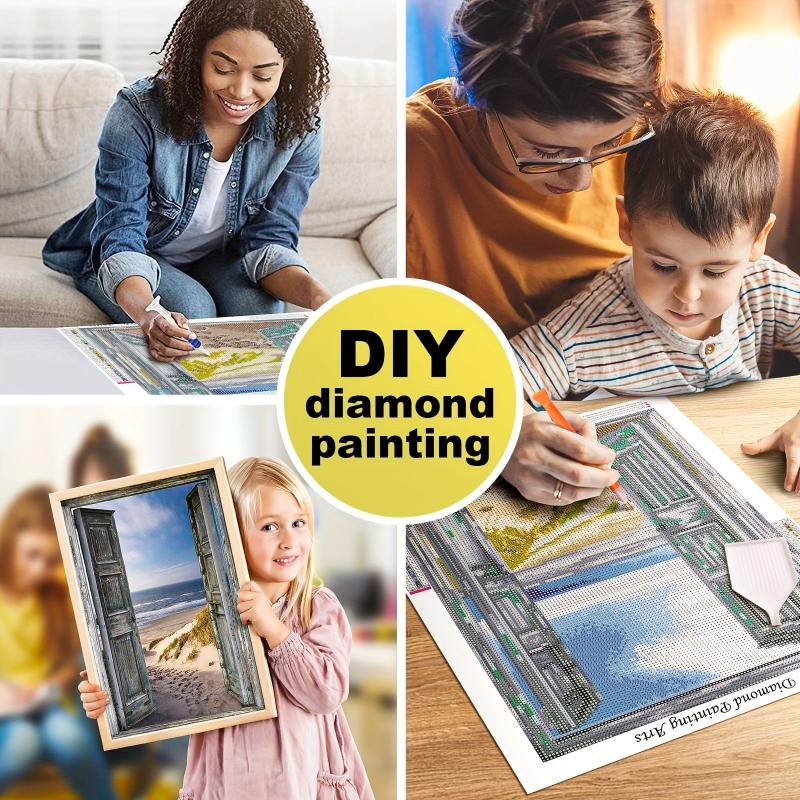 5D Diamond Painting Kit: Window & Sea Dogs/Horses Full Drill Embroidery