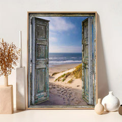 5D Diamond Painting Kit: Window & Sea Dogs/Horses Full Drill Embroidery