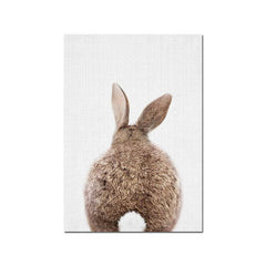 2pcs Retro Bunny Rabbit Tail Canvas Posters for Home Decor