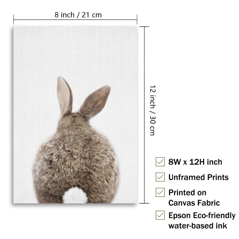 2pcs Retro Bunny Rabbit Tail Canvas Posters for Home Decor