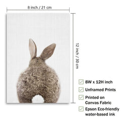 2pcs Retro Bunny Rabbit Tail Canvas Posters for Home Decor