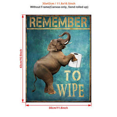 Funny Bathroom Canvas Wall Art Elephant Print Toilet Decor