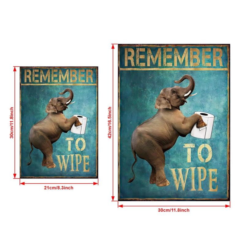 Funny Bathroom Canvas Wall Art Elephant Print Toilet Decor