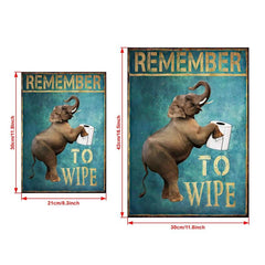 Funny Bathroom Canvas Wall Art Elephant Print Toilet Decor