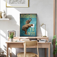 Funny Bathroom Canvas Wall Art Elephant Print Toilet Decor